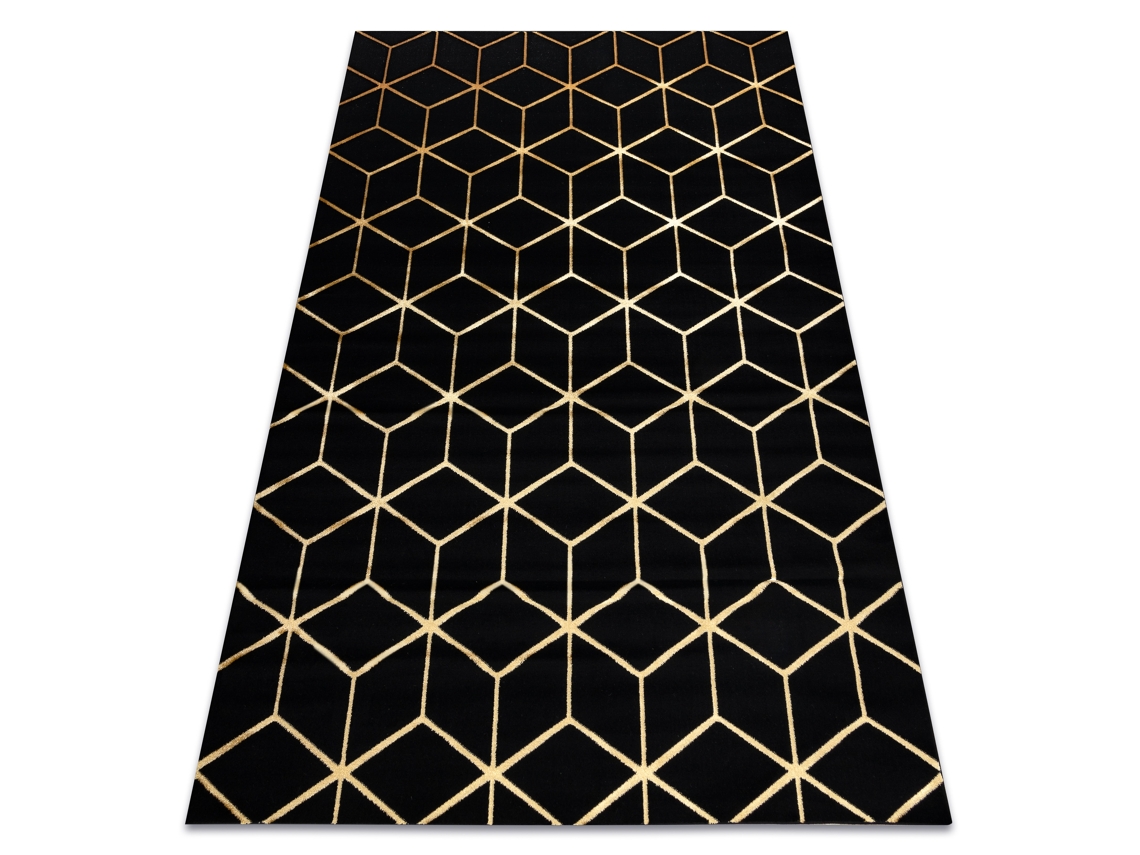 Alfombra Moderno 3D Gloss 409C 86 Cubo Elegante, Glamour, Art Deco Negro/Oro (200 x 290 cm)