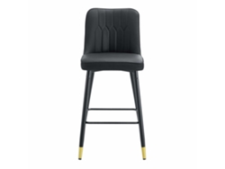 Juego de 2 taburetes de bar de 100 cm - Piel sintética negra, estructura de metal negra, reposapiés cómodo - Negro