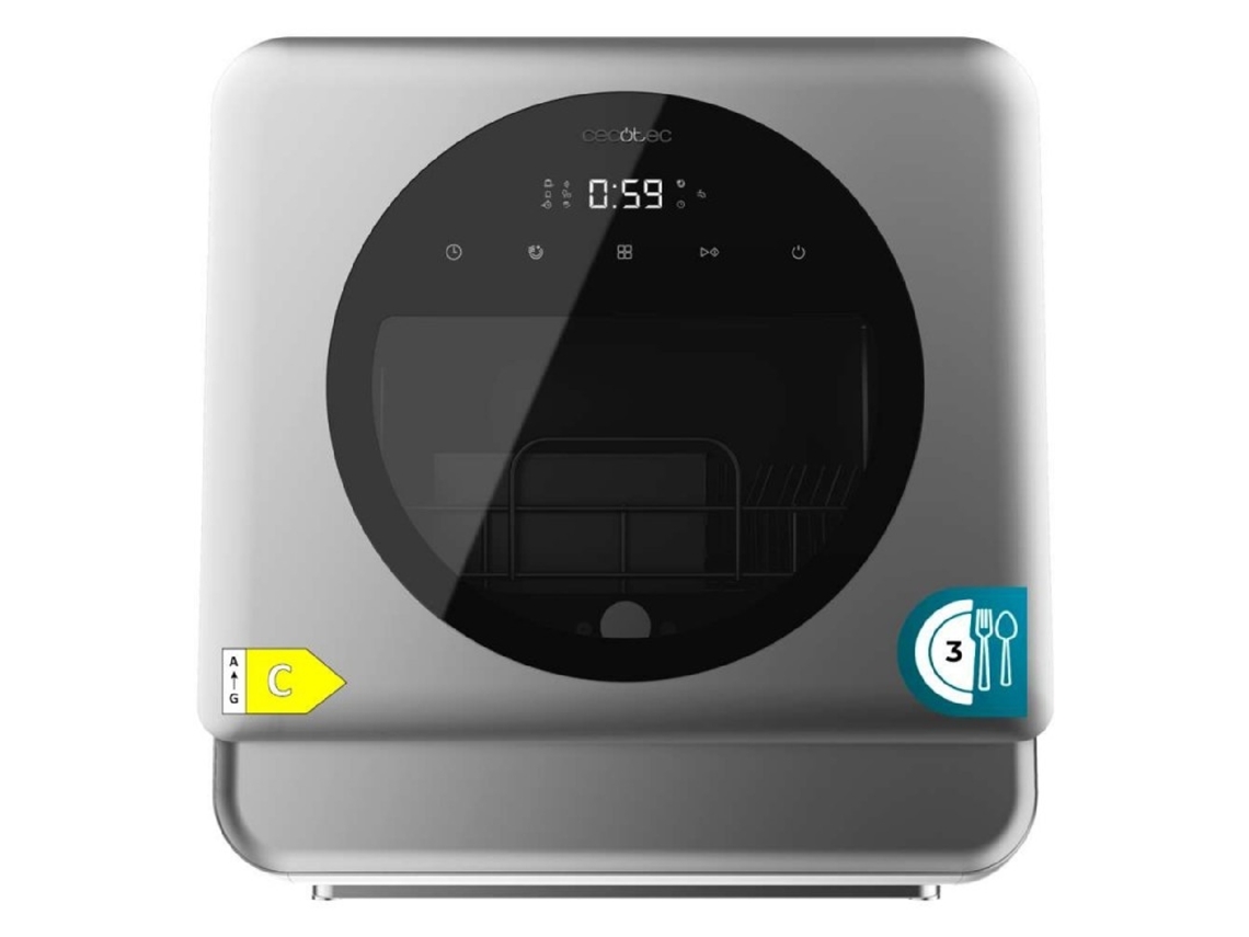 Cecotec Lavavajiillas Compacto Bolero Aguazero 1150 Dark De 3 Servicios Acabado Inox Oscuro, Clase C, Con 6 Programas
