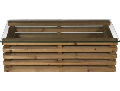 Mesa de Jardín CARMO WOOD Relax (Marrón - Madera y Vidrio - 101x52x30 cm)