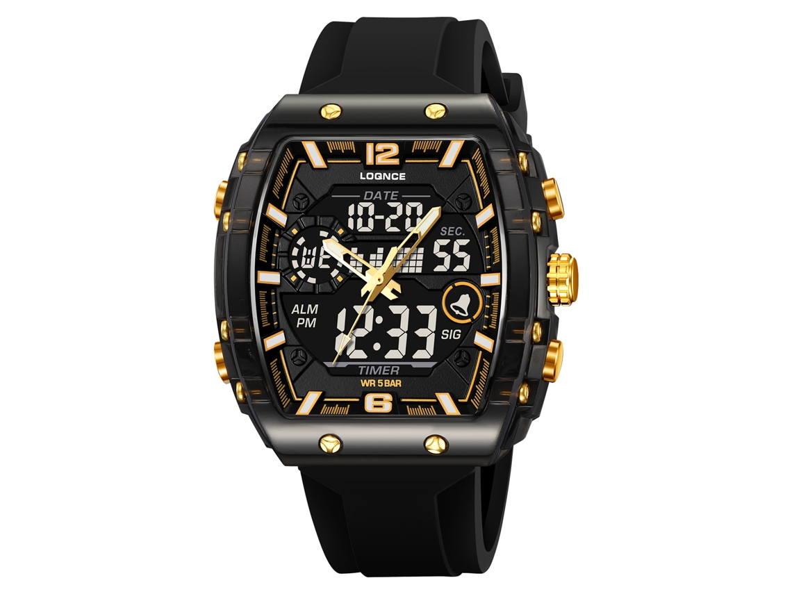 (oro Negro) Elegante Reloj Electrónico Digital Luminoso E Impermeable Para Hombre.