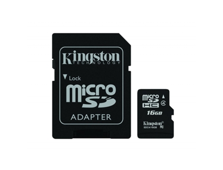 Tarjeta Microsdhc 16 Gb con Adaptador de Cámara KINGSTON (3700768916298)