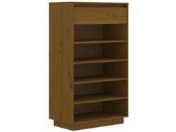 Zapatero de madera maciza de pino, color marrón miel, MAISON EXCLUSIVE (60 x 34 x 105 cm)