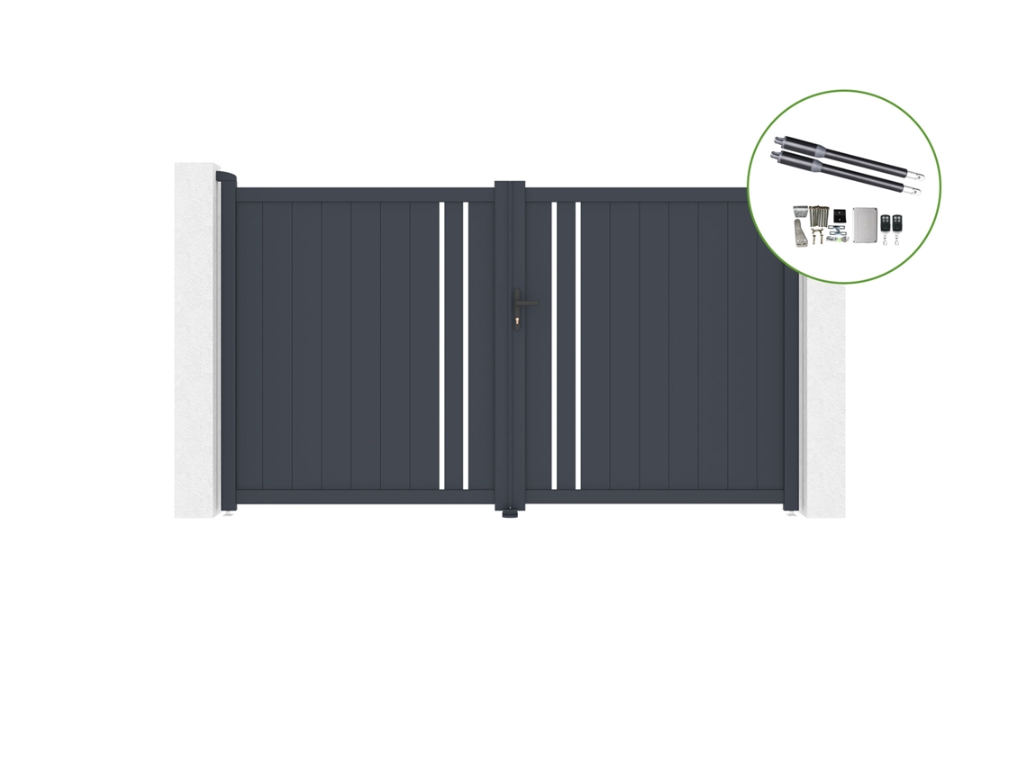 Portón abatible 3m GIONA H.180cm aluminio motorización RANGER B150 CASANOOV