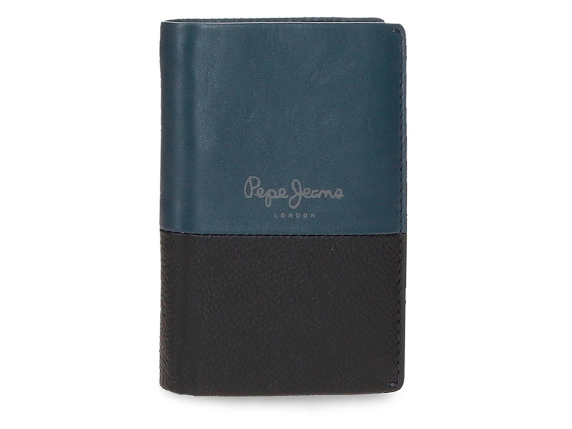 Cartera doble de piel azul marino de Pepe Jeans