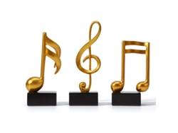 3 Adornos De Notas Musicales, Estatua Decorativa De Piano Dorado Para Regalo