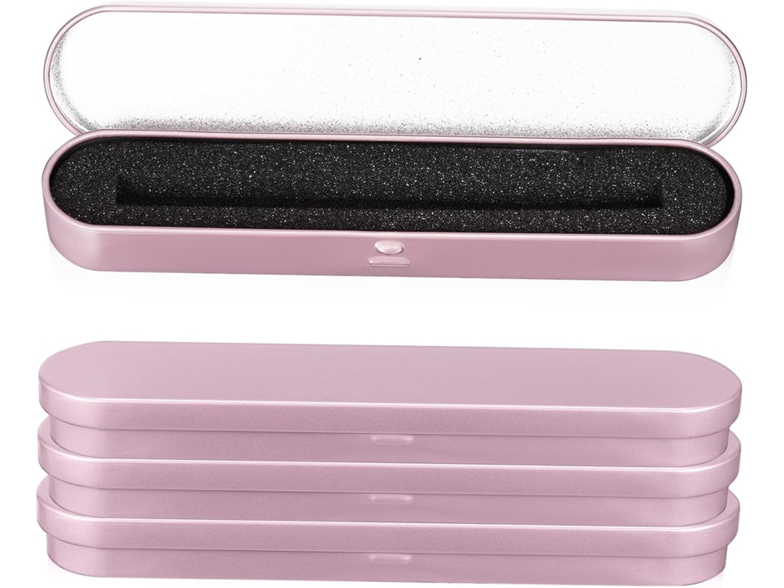 Estojo Rígido De Metal Dourado Rosê Nuobesty Com 4 Peças E Forro De Espuma Para Lápis, Ideal Para Mesa.