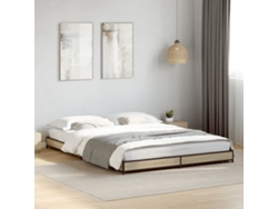 Estructura Cama Madera Ingeniería Metal Roble Sonoma 120x200 Cm