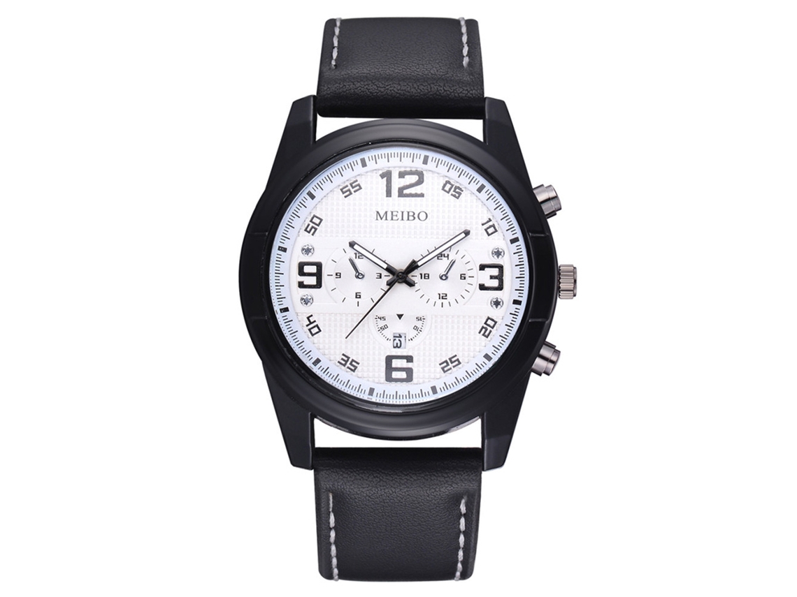 Reloj De Pulsera Mujer Moda Casual De Cuarzo Con Correa De Cuero Pu Negro