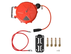 Manguera de aire retráctil automática, para montaje en pared, roja.