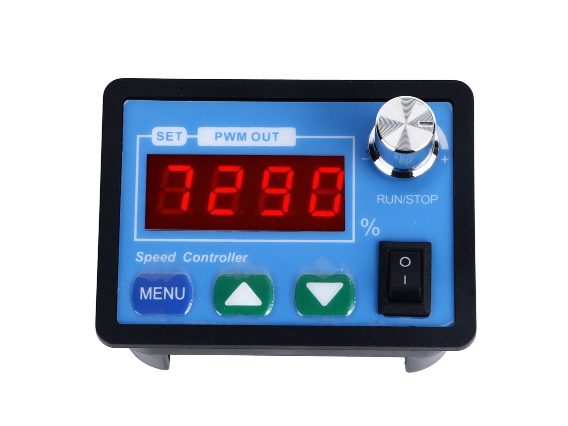 Regulador De Velocidad Para Motor De Cc De 6-55 V Con Pantalla Led De 4 Dígitos, Botón Pulsador Y Perilla Giratoria.
