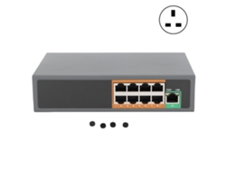 Conmutador PoE Aetheria de 9 puertos Gigabit Ethernet IEEE802.3af/at para cámaras de CCTV y sistemas de seguridad.