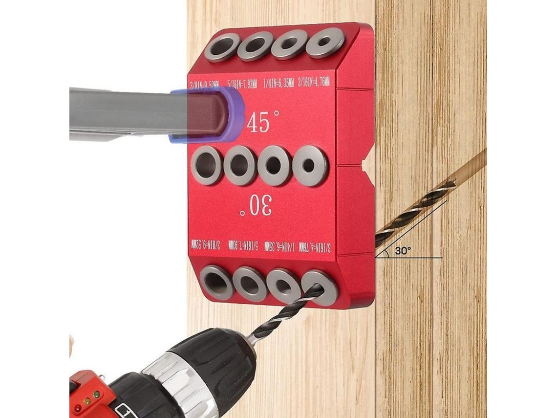 Guía De Taladro De Ángulo 30/45/90 Para Perforaciones Rectas Y Anguladas, Tornillos Lag Para Barandas De Cable Utk Rojo
