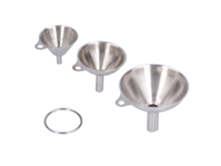 3 mini embudos de acero inoxidable para aceite, vinagre, vino, condimentos y salsas.
