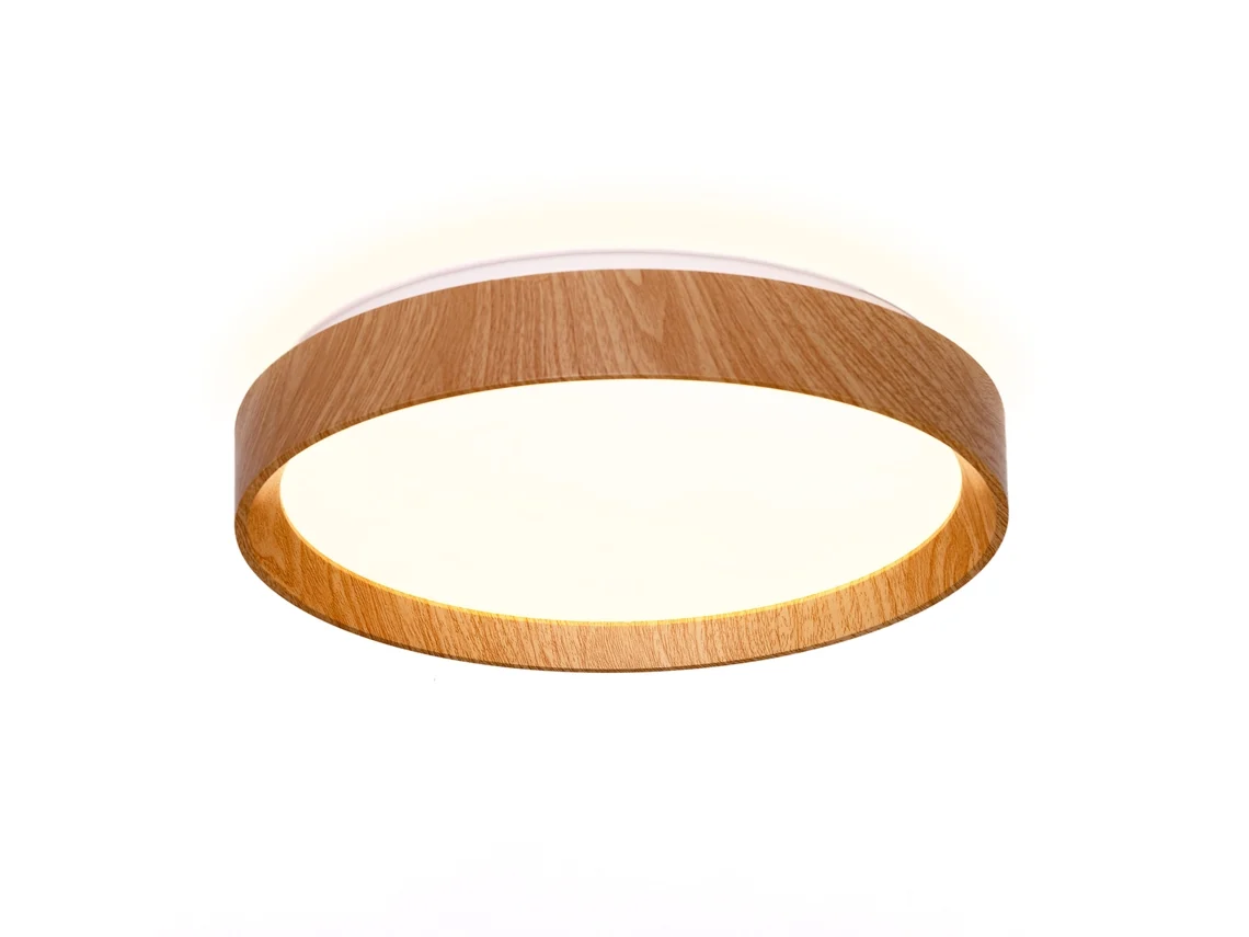 Lámpara de techo LED 30w Ø38cm Cct 3000k 6000k, efecto madera, modelo Lunada Alpinaluz