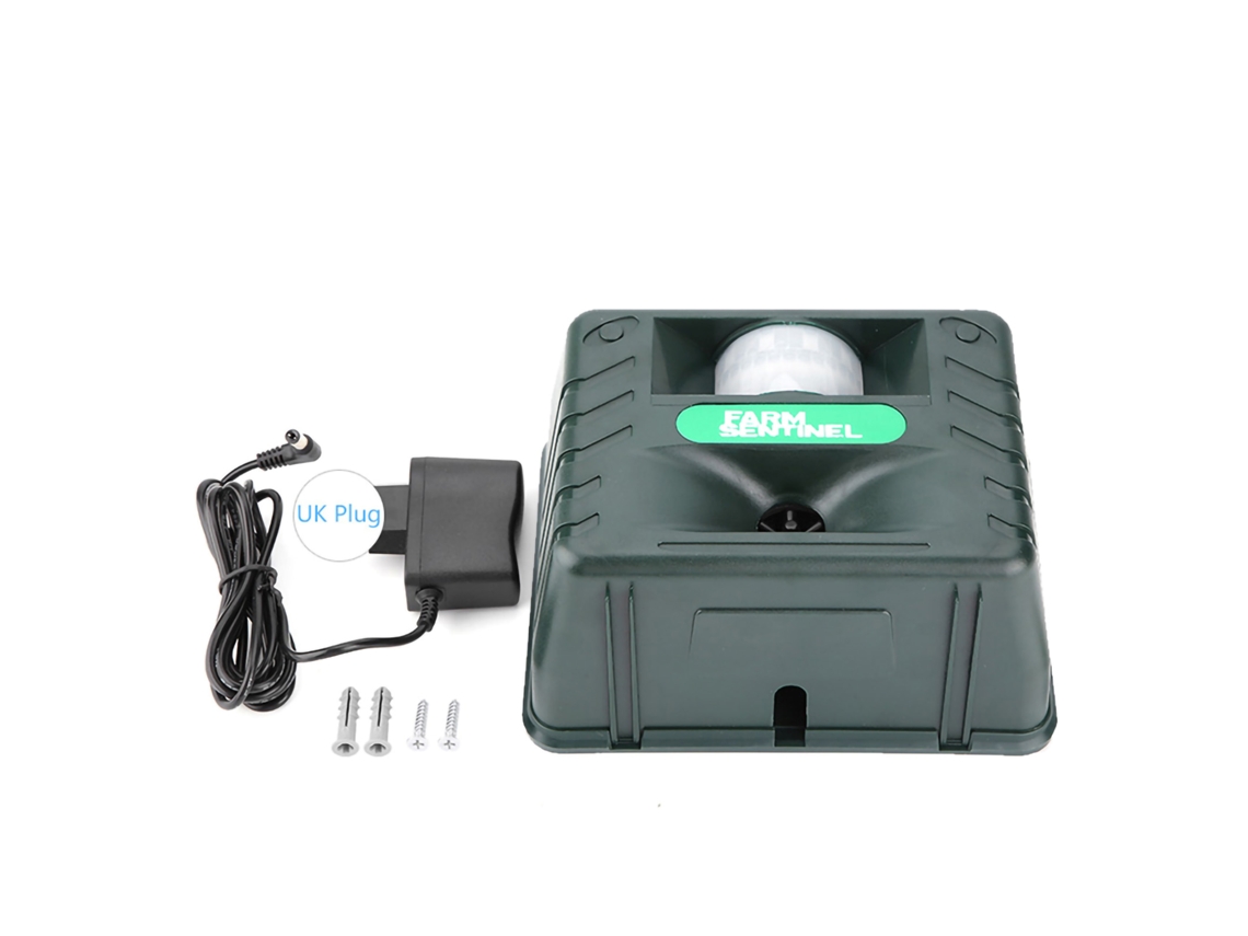 Repelente electrónico ultrasónico para aves y fauna silvestre con alarma