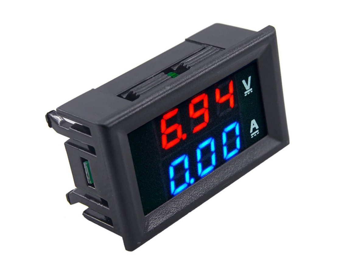 Voltímetro Y Amperímetro Digital De 100 V Y 10 A Con Pantalla Led Azul Y Roja Para Pruebas De Voltaje Y Corriente En Automóviles Y Motocicletas.