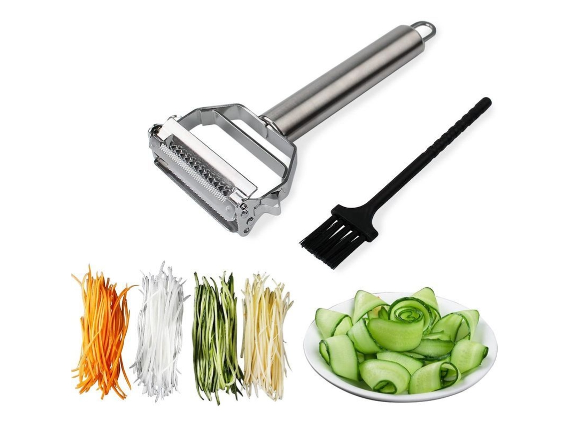 Cortadora De Acero Inoxidable Con Cepillo De Limpieza Para Zanahorias, Patatas, Melones, Verduras Y Frutas.