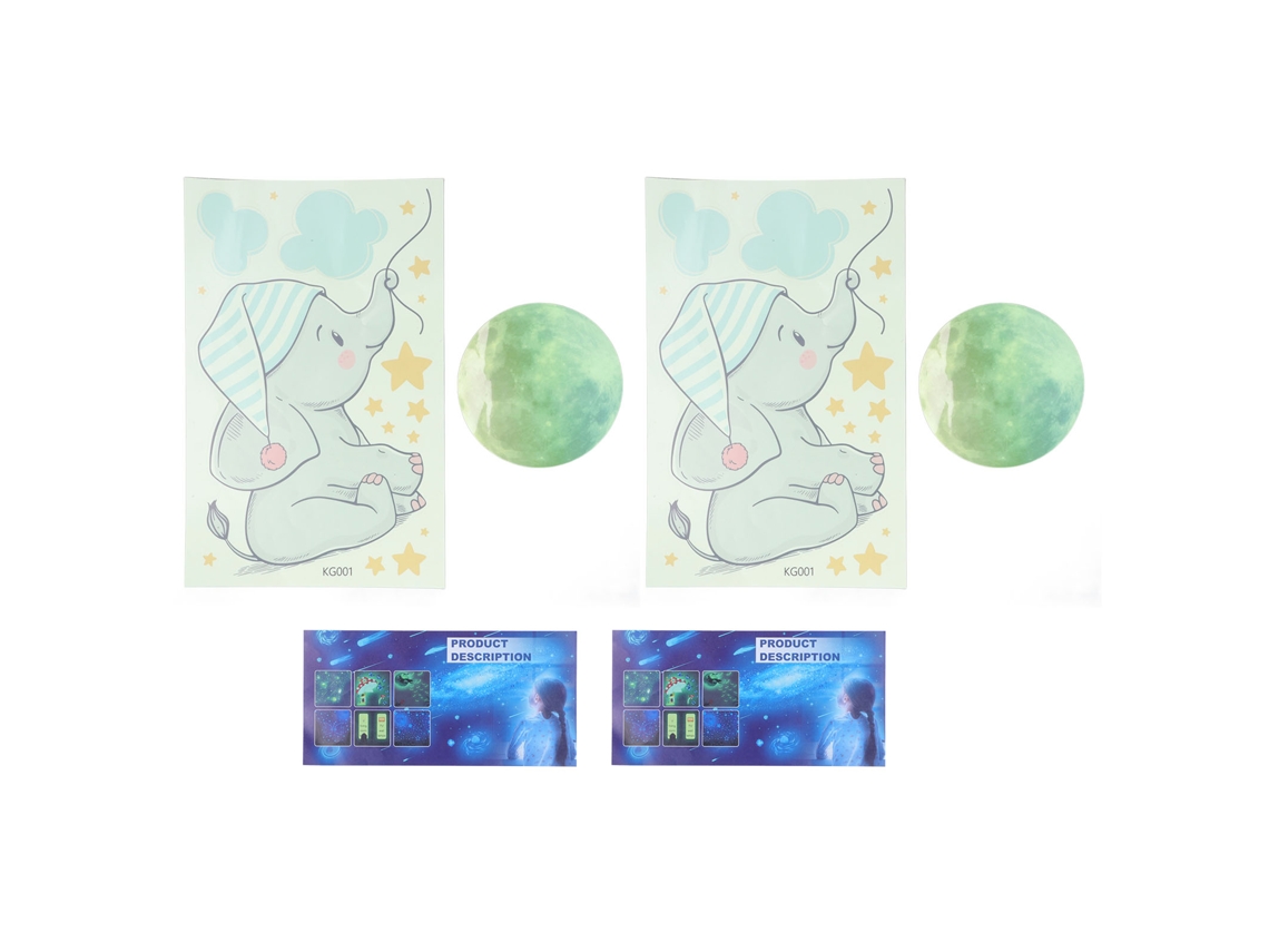 Baok - 2 juegos de pegatinas luminosas de pared, vinilo brillante autoadhesivo para dormitorio.