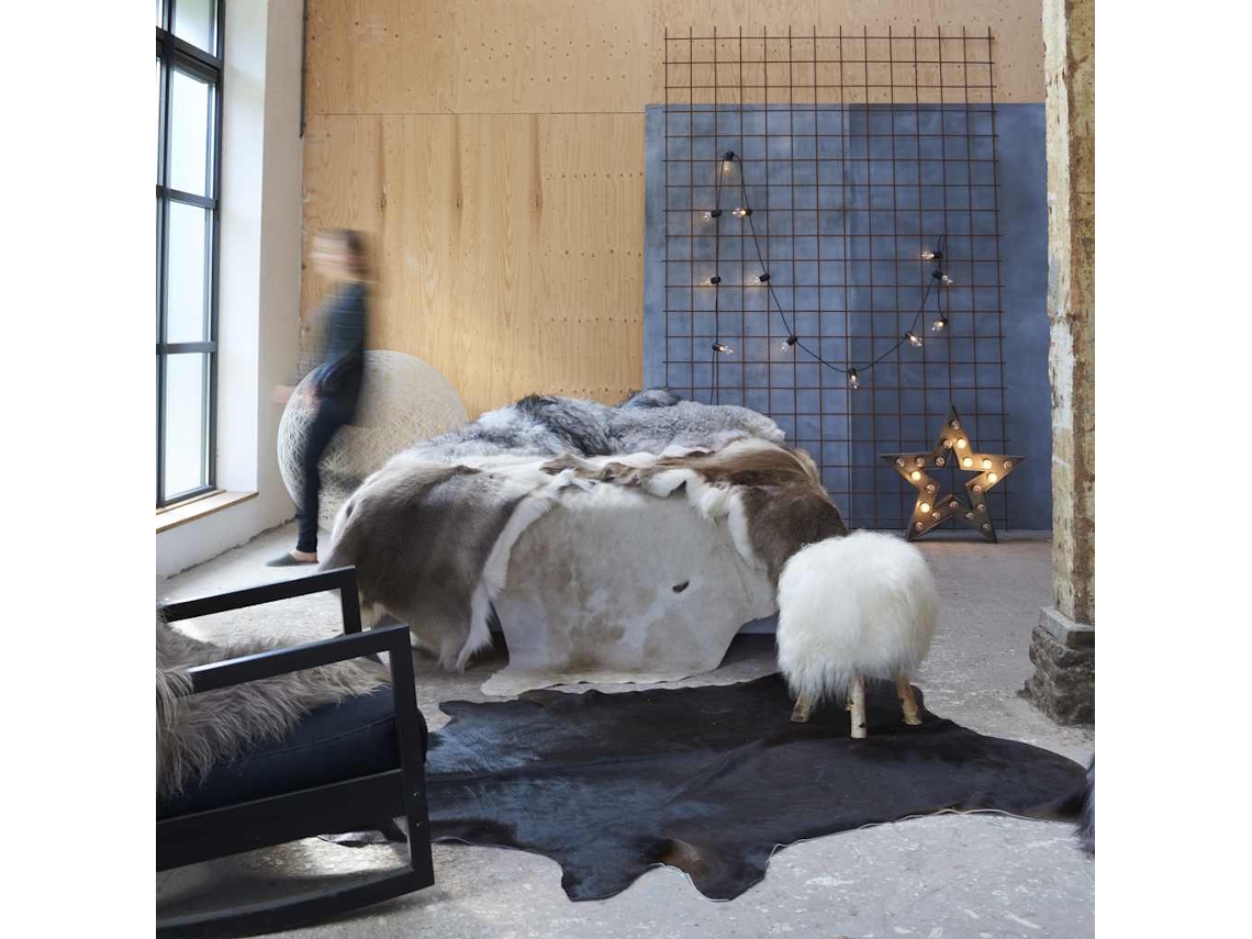 Alfombra De Piel De Vaca Auténtica Negra 180x220 Cm