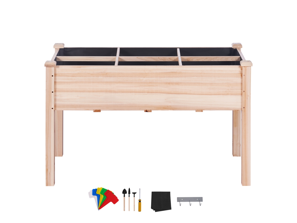 Jardinera elevada de madera Succebuy, 120 x 58 x 76 cm, para flores, verduras y hierbas