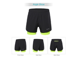 Pantalones Cortos De Running 2 En 1 Para Hombre Con Forro Largo, Transpirable Y De Secado Rápido Para Entrenamiento Activo Y Ciclismo.