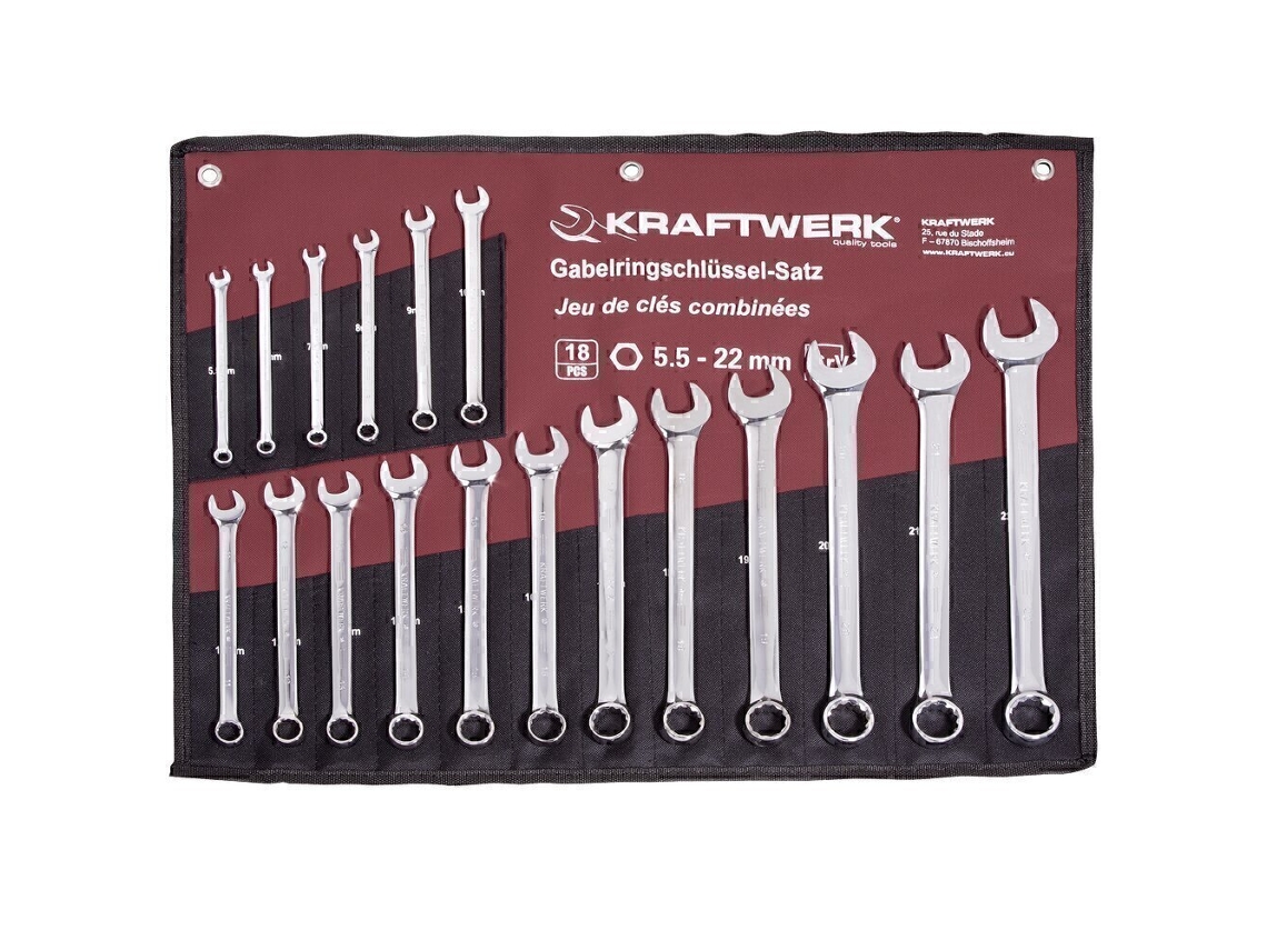 KRAFTWERK Juego de llaves combinadas, 18 pzas., 5.5-22 mm KRAFTWERK