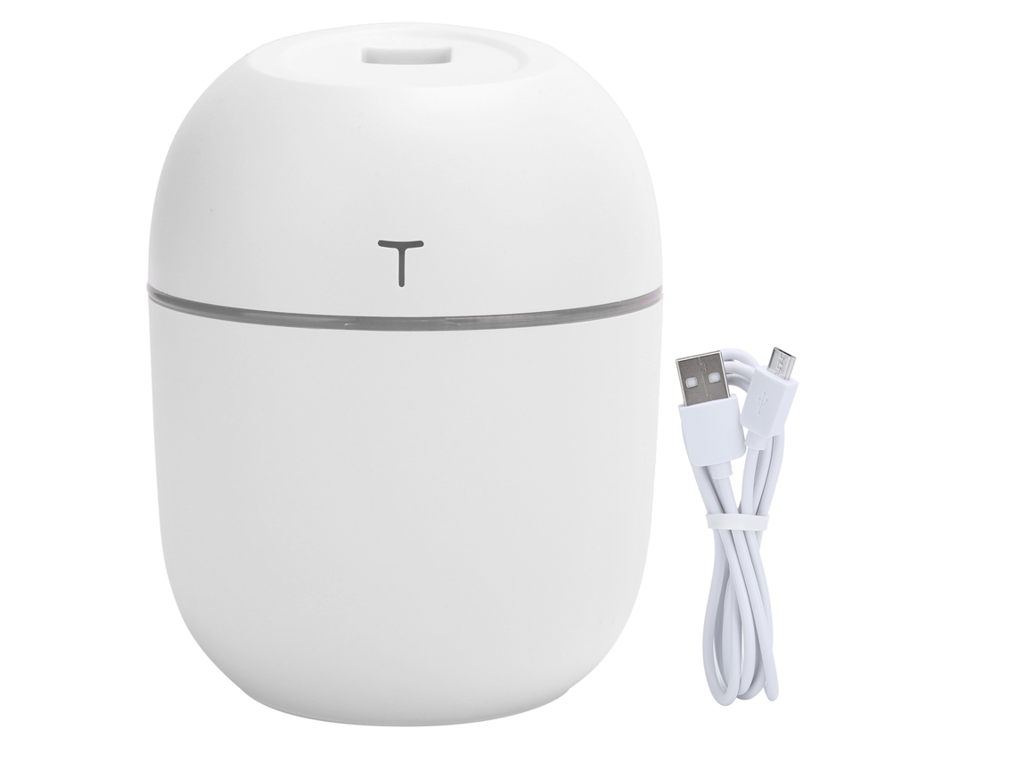 Mini humidificador portátil DC5V USB con difusor de aceites esenciales y luz nocturna LED (blanco)