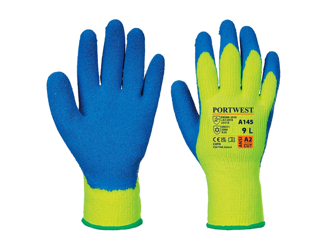 Guante Cold Grip con protección y agarre en condiciones de frío / Azul Amarillo / M Portwest