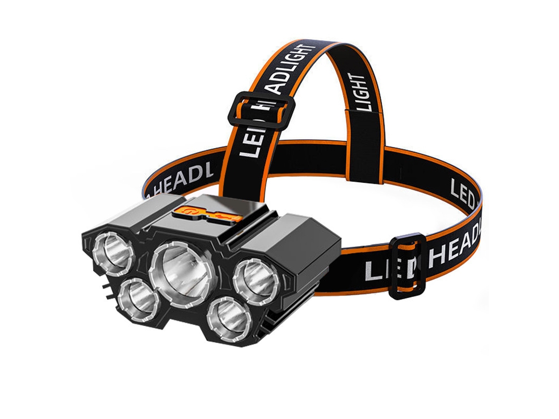 Linterna Frontal – Luz Led Superbrillante De 5 Led – Recargable Por Usb, Resistente Al Agua Y Ajustable