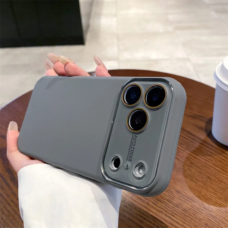 (iphone 17 Pro Max, Gris) Funda De Silicona Líquida De Lujo Para Teléfono, Apta Para Iphone, Proporciona Protección Completa.