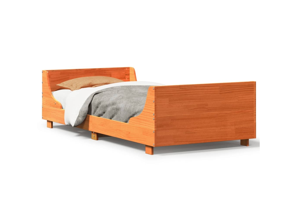 Maison Exclusive - Cama Sin Colchón Madera Maciza De Pino Marrón Cera 100x200 Cm