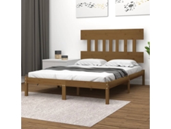 Estructura De Cama Madera Maciza De Pino Marrón Miel 200x200 Cm