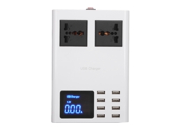 Omni-adaptador Cargador Usb Led 8 Puertos Con Protección Sobrecarga Pantalla Lcd Plug Eu 100-240v