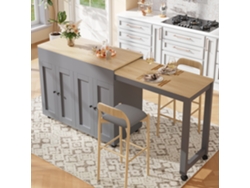 Mesa Alta Extensible 118-180×50×94 Cm - 6 Estantes, Almacenamiento, Separador Salón - Gris