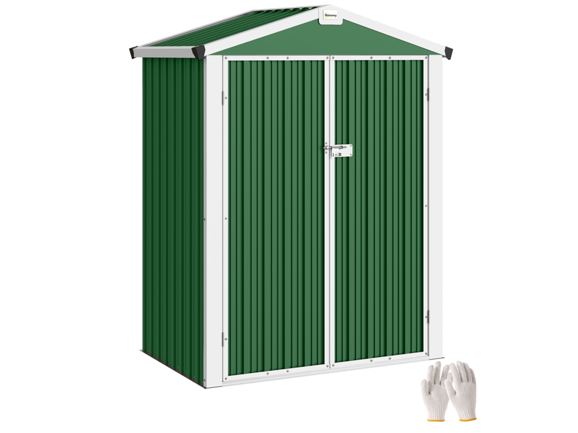 Caseta de jardín exterior de 1,1 m² (133x87x178 cm) con 2 puertas y techo a dos aguas PMM CAPITALI