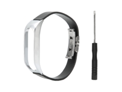 Correa de cuero de repuesto negra y plateada para reloj táctil Baoj-tomtom