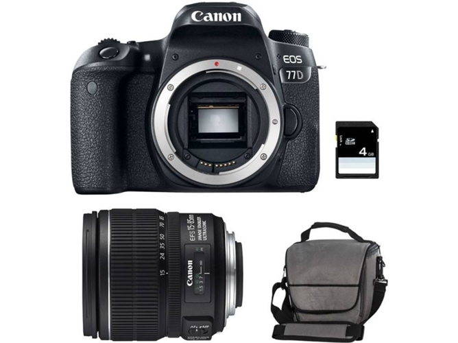 Kit Cámara Réflex CANON EOS 77D + 15-85 IS + Bolsa + SD 4Go