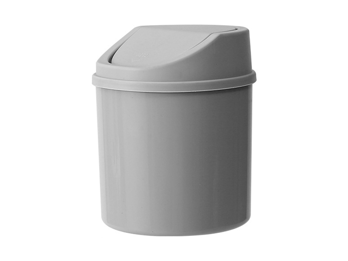 Rebe-lixeira De Plástico Para Mesa Com Tampa Flip Multifuncional Pequena Lixeira Para Decoração De Sala De Estar Cinza