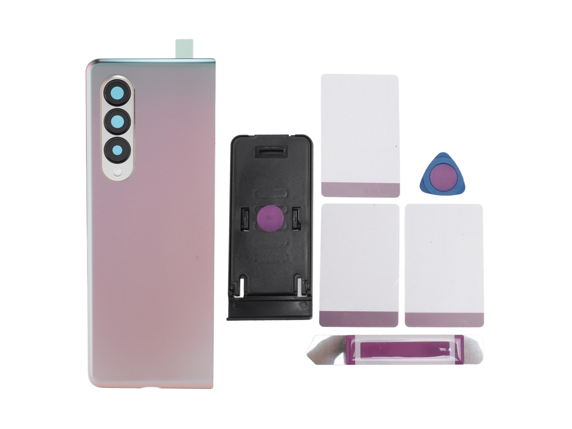 Cubierta Trasera De Cristal Con Lente De Cámara Preinstalada Y Kit De Reparación Para Galaxy Z Fold 3 5g F926 Plata