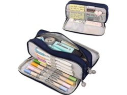 Estuche Para Lápices De Gran Capacidad Con 3 Compartimentos Para Niñas, Niños Y Adolescentes, Color Negro SIURN