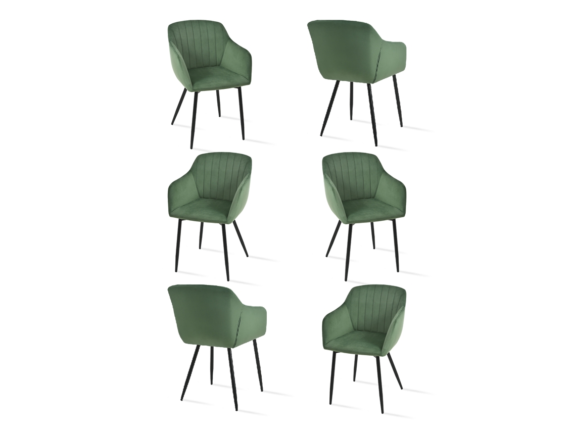 Sillas De Comedor Goeurvant 711(pack De 6, Verde Bosque, Terciopelo)
