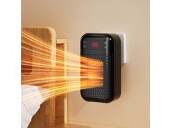 Calefactor eléctrico de pared negro, pequeño y portátil, de bajo consumo, ideal para uso doméstico. Sfushos