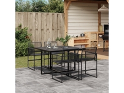 Juego de comedor de jardín DKD Home Decor de 10 piezas en mimbre negro