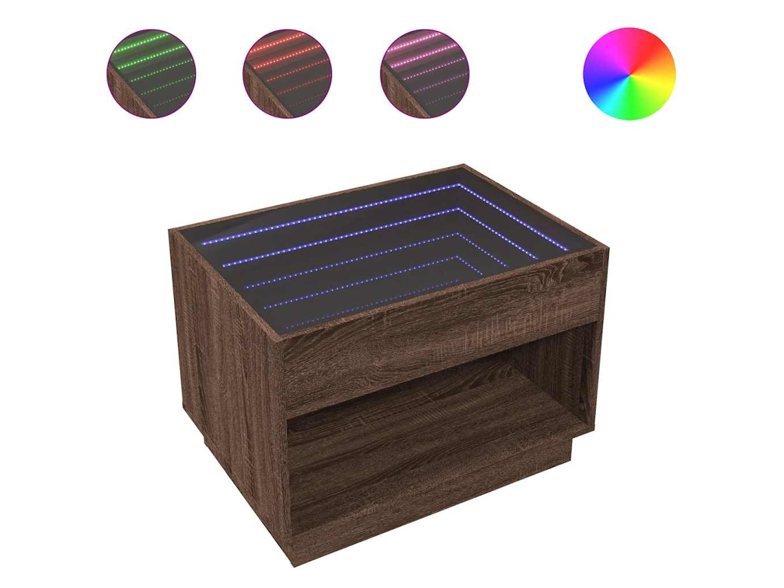 Maison Exclusive - Mesa De Centro Con Infinity Led Marrón Roble 70x50x50 Cm