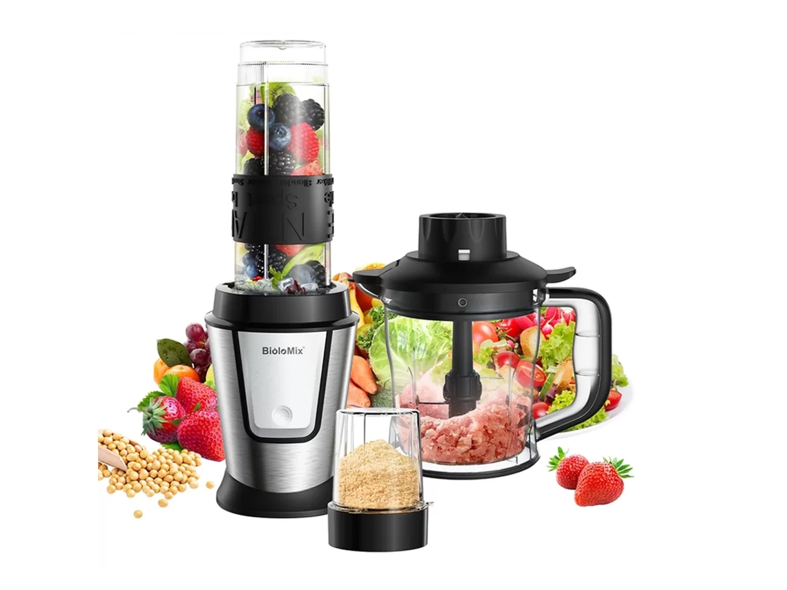 Procesador de alimentos multifuncional 3 en 1 Biolomix TB23M, 700 W - Exprimidor - Molinillo - Molinillo de café y especias - Batidora