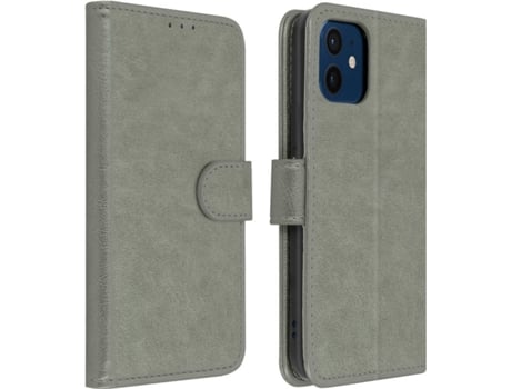Funda iPhone 12, 12 Pro AVIZAR Libro Billetera Gris