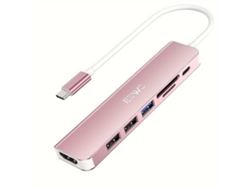Base USB C, base de siete puertos Tadvyyvayotoy (oro rosa)