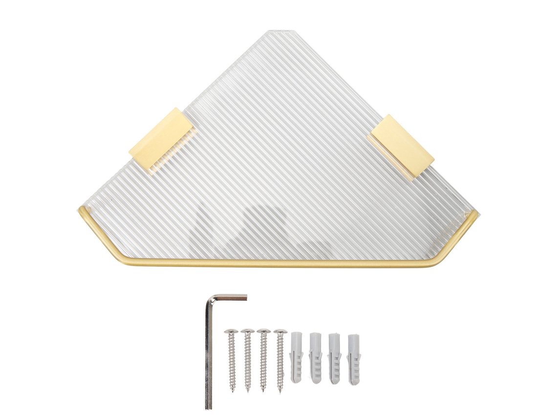 Estante de esquina para baño, organizador de almacenamiento de aluminio acrílico para baño, dormitorio, cocina, sin gancho