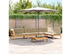 5 muebles de jardín de palets con cojines de acacia maciza, DKD Home Decor